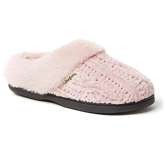 Dearfoams Women's Cable Knit Chenille Clog Slippers- Claire | QVC