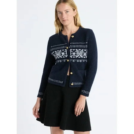 Free Assembly Women's and Women's Plus Fair Isle Cardigan with Welt Pockets, Midweight, Sizes XS-... | Walmart (US)