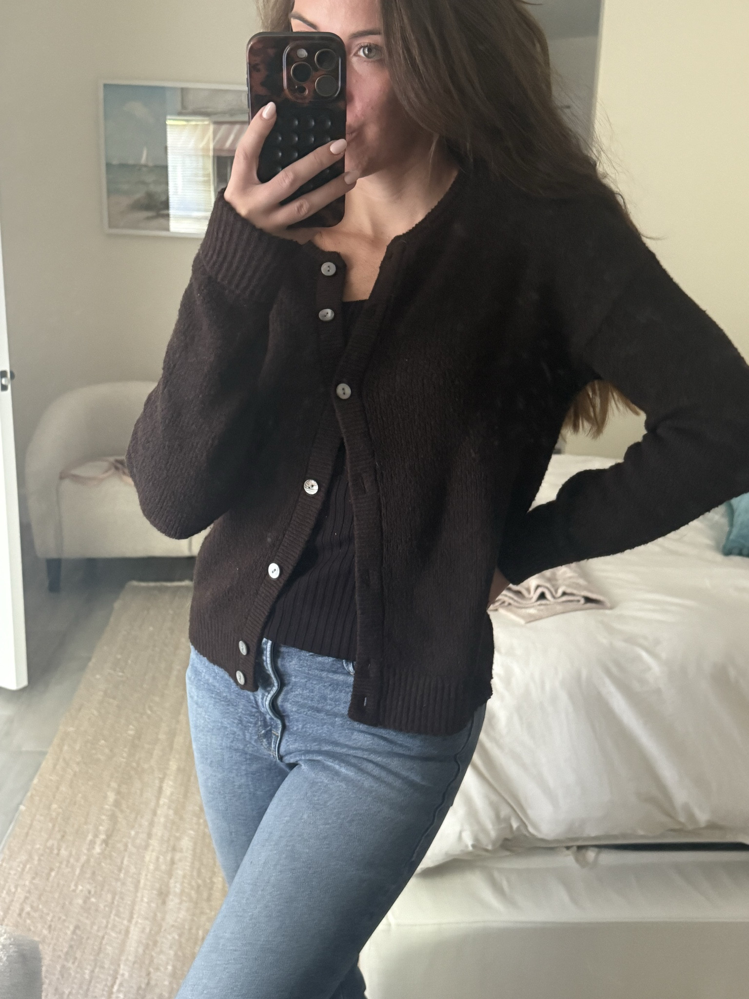 Brown cardigan - feels like my uniform as of recent - jeans, neutral tank & cardigan 

#LTKSaleAlert #LTKWorkwear #LTKFindsUnder100