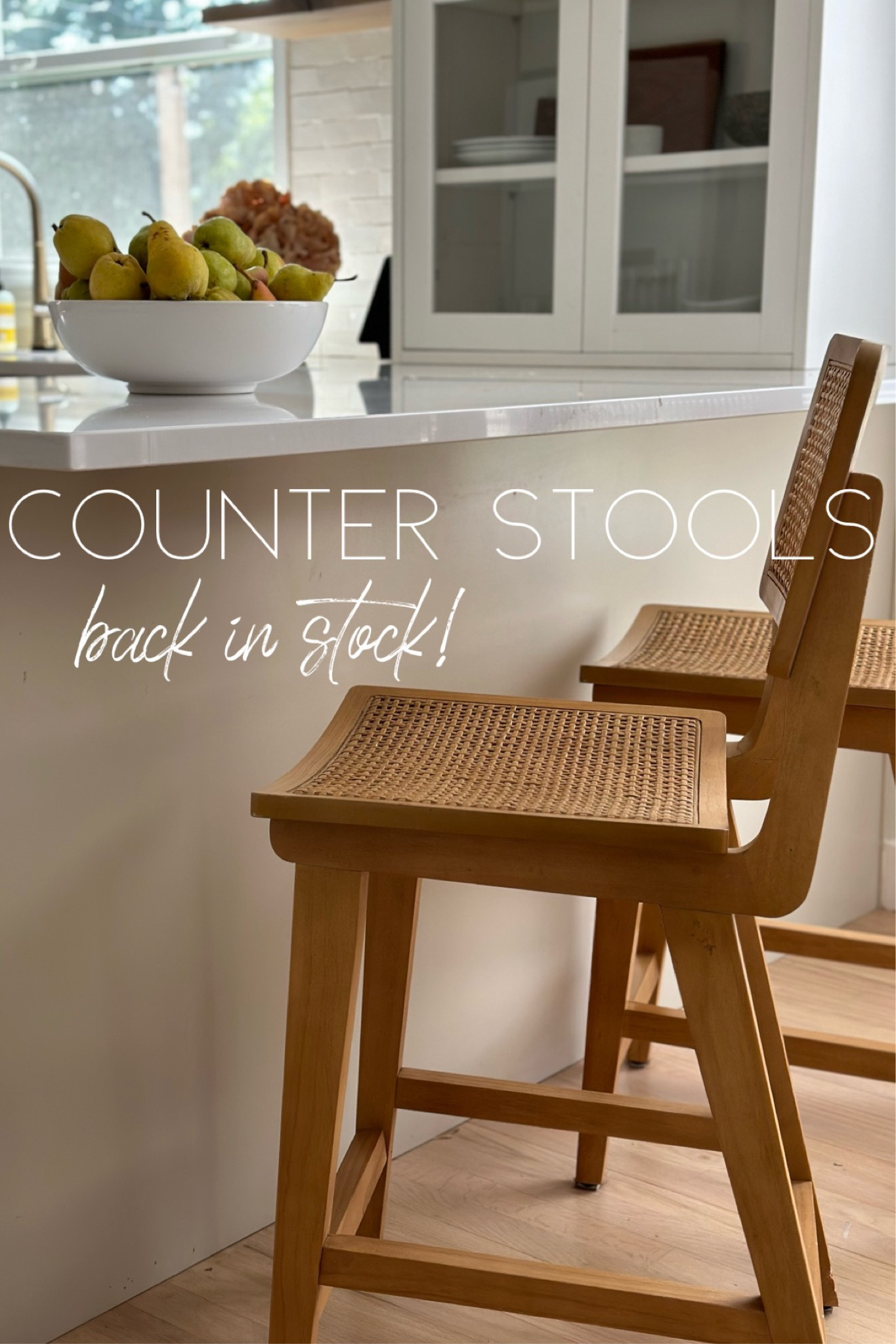I searched high and low for a natural counter still that would complement my kitchen but everything I found I liked was $700+! I found these for $125. They go out of stock fast, so if you’ve been eyeing these, run! 