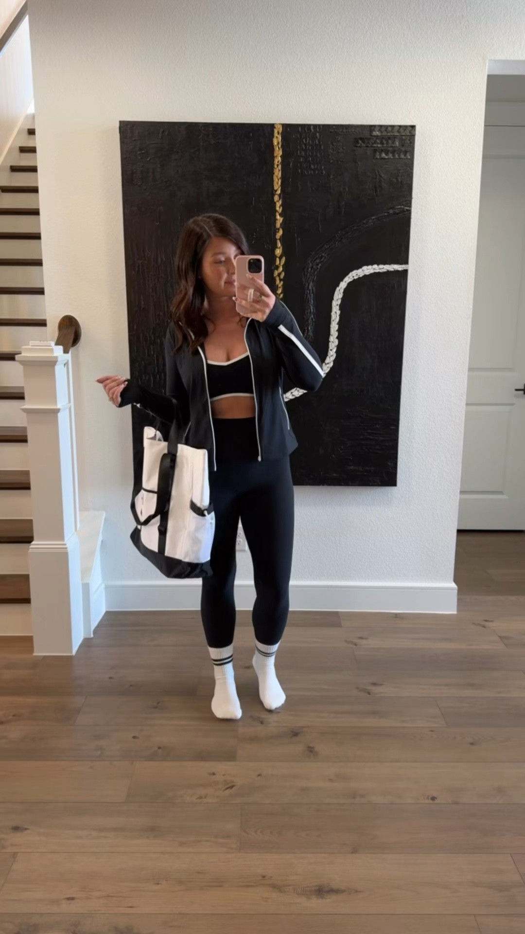 The cutest little Pilates outfit that matches. I love this black and white piping on everything. Wearing a size large in all but needed to size down in the no front seam leggings because they run big. Use code AFSHELBY to stack 

#LTKSaleAlert #LTKMidsize #LTKActive