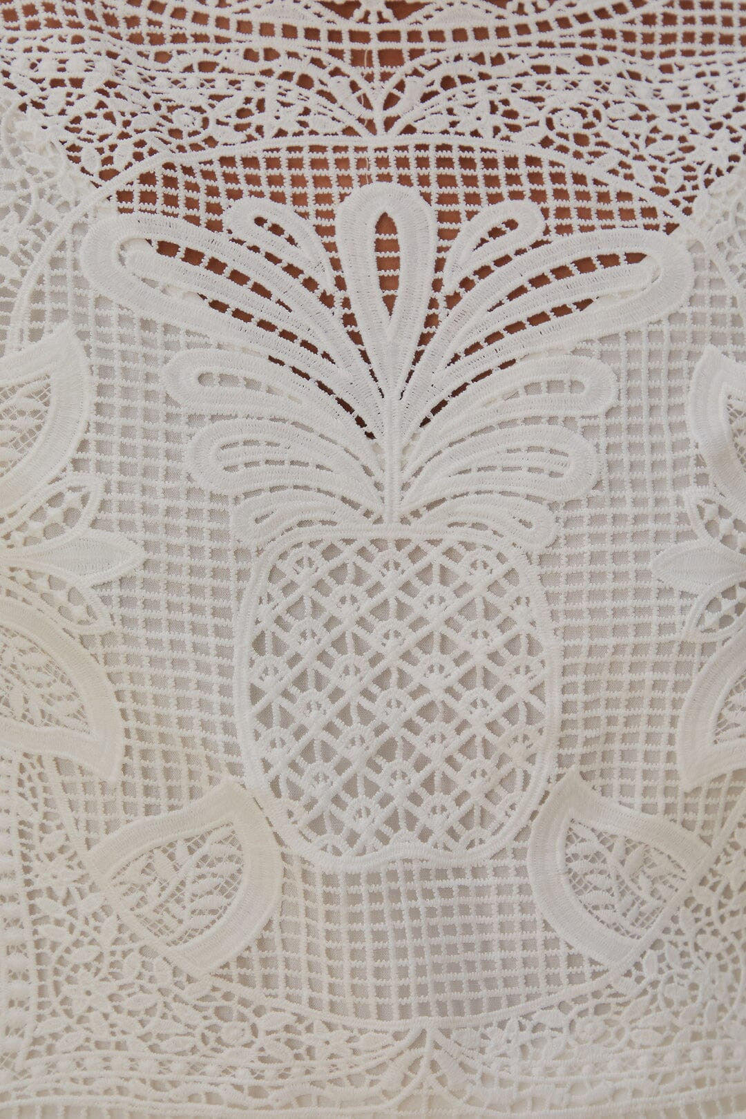 White Guipure Short Sleeve Blouse | FarmRio (US)