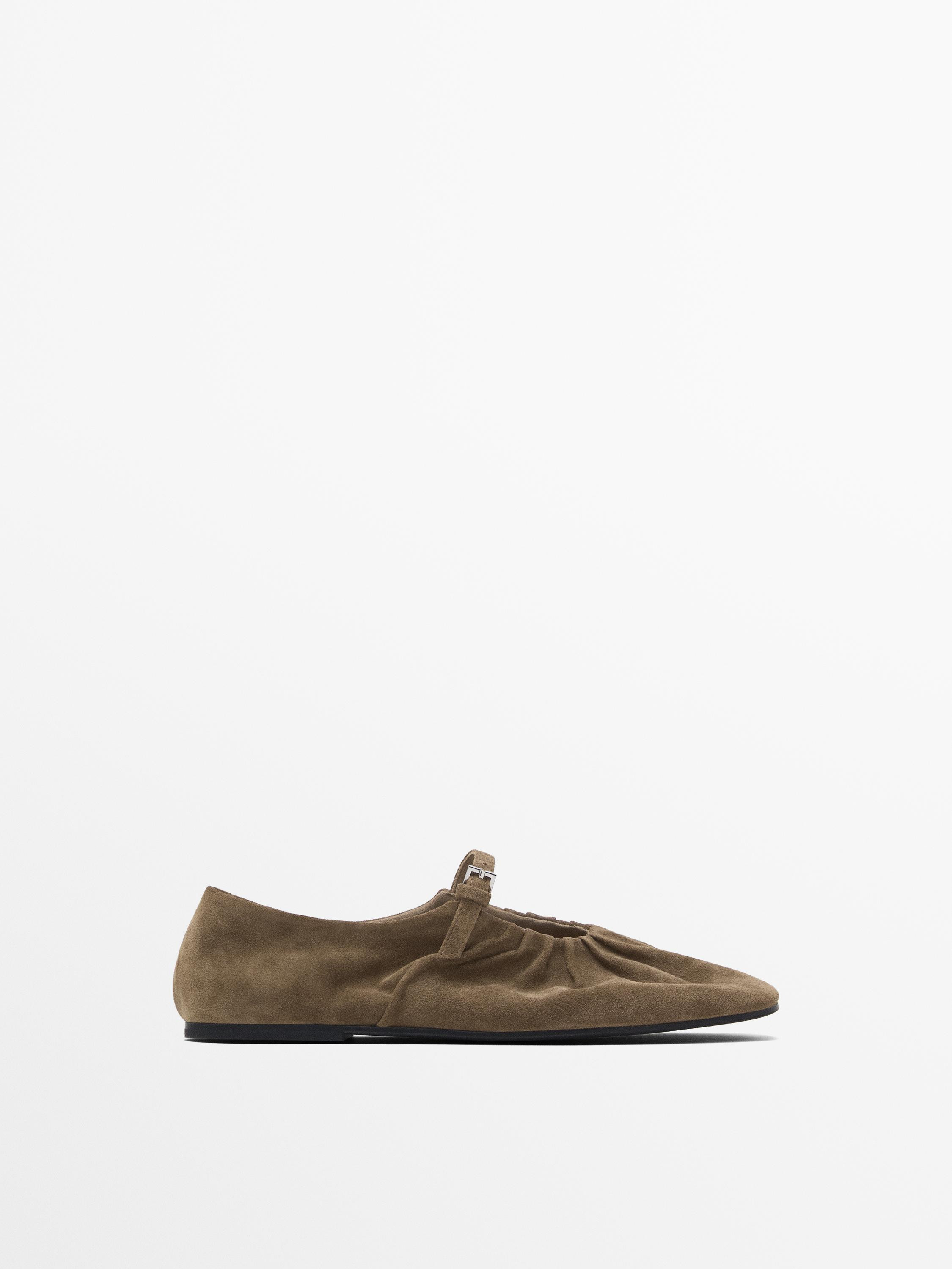 Geraffte Ballerinas aus Rauleder | Massimo Dutti DE