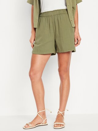 High-Waisted Crinkle Gauze Shorts -- 5-inch inseam | Old Navy (CA)