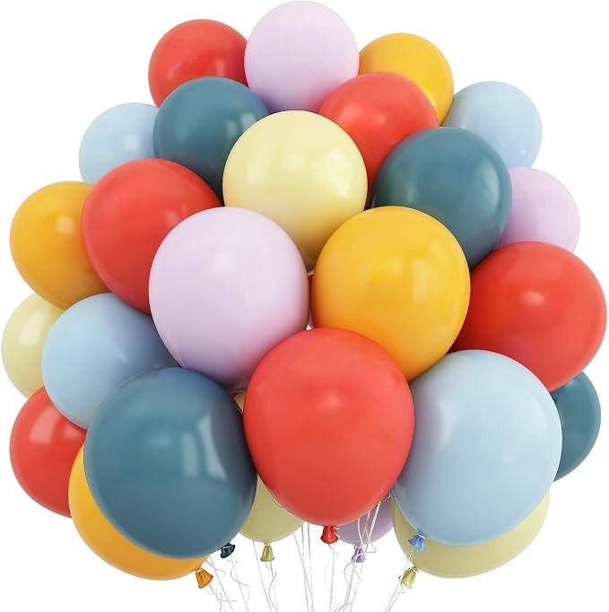 Boho Rainbow Balloon, Retro Dusty Baby Blue Orange Dark Light Yellow Pastel Lavendar Mutilcolor B... | Amazon (US)