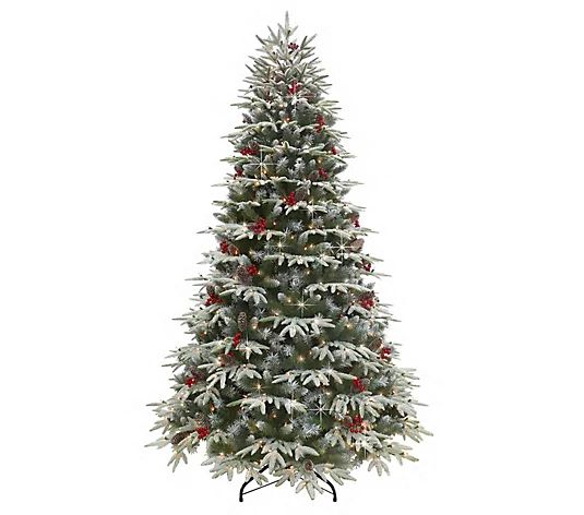 Puleo Pre-Lit 7.5' Flocked Halifax Fir Christma s Tree - QVC.com | QVC