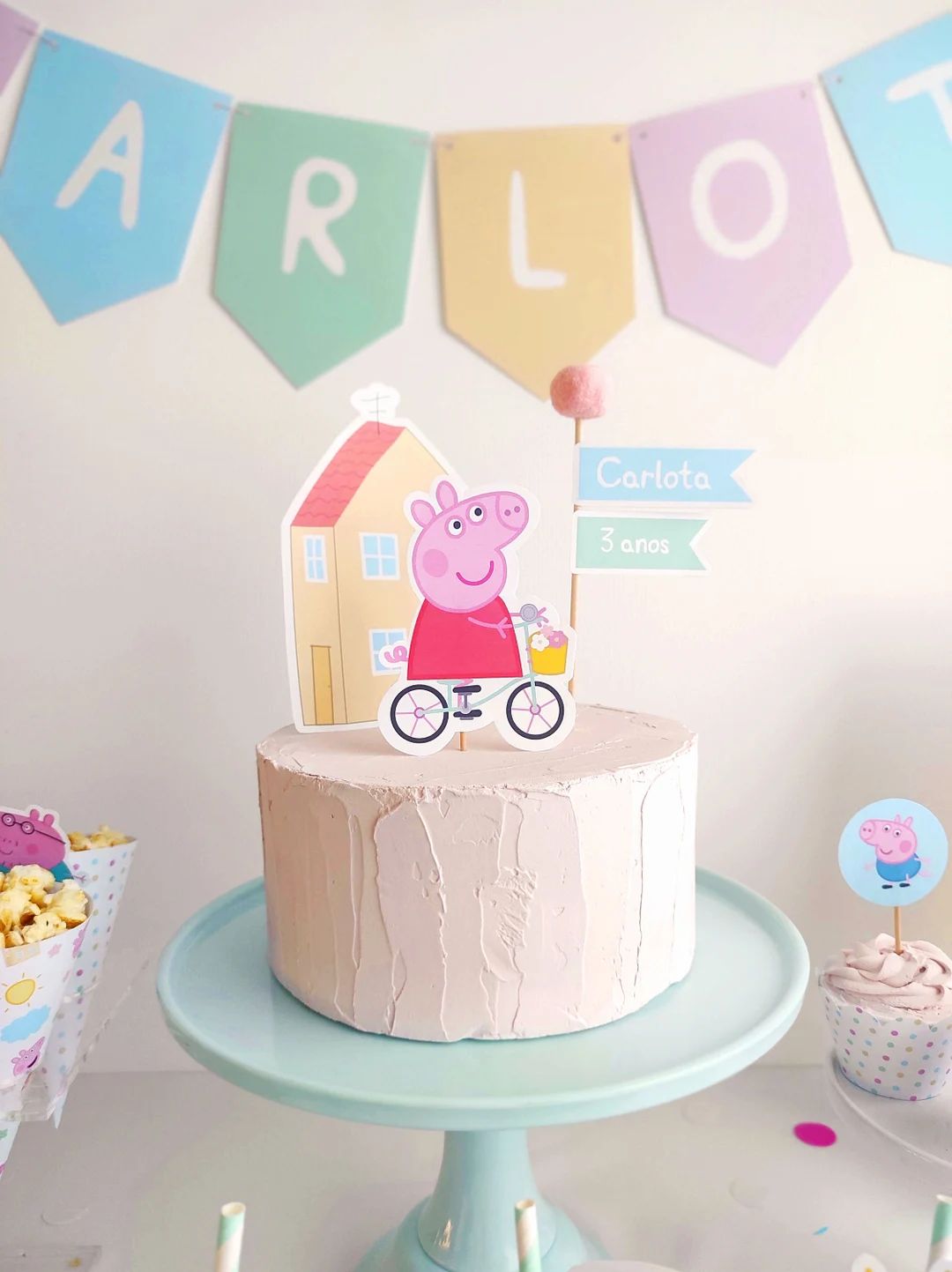 Editable Peppa Pig Cake Topper, Printable Peppa Pig Birthday Decoration REF006 | Etsy (US)
