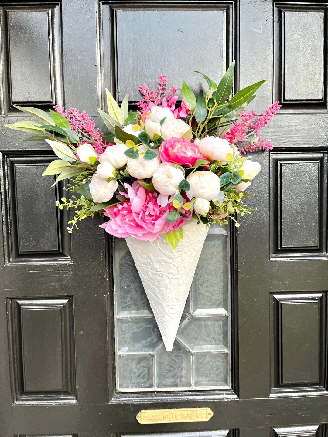 Pink Peony Door Basket-Pink and White Peony Wreath-Mother’s Day Gift-Wreath Alternative-Spring ... | Etsy (US)