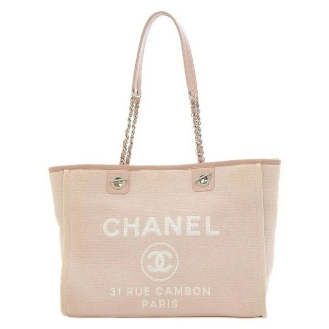 Pre-Owned Chanel Deauville MM Medium Chain Tote Bag Canvas Pink A67001 (Good) - Walmart.com | Walmart (US)