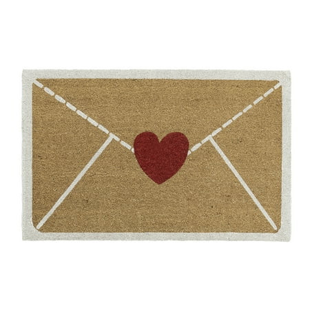 My Texas House Natural/Red Heart Envelope Outdoor Coir Doormat, 30" x 48" | Walmart (US)