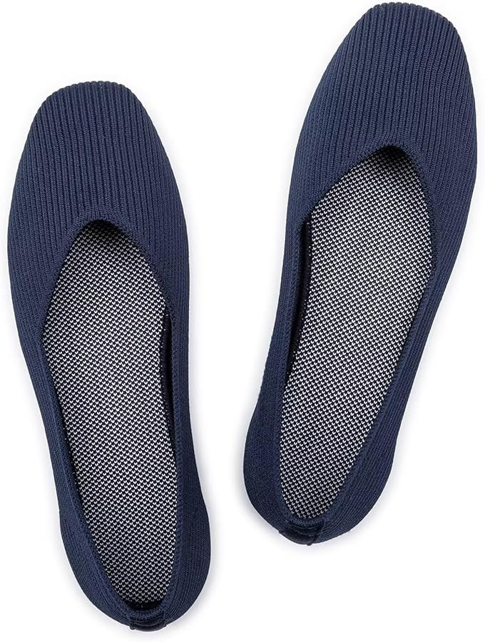 Frank Mully Womens Casual Flat Shoes Square Toe Shoes Knitted Work Flat Comfort Dressy Flat Shoes... | Amazon (US)
