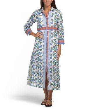 Avara Border Print Maxi Shirt Dress | TJ Maxx