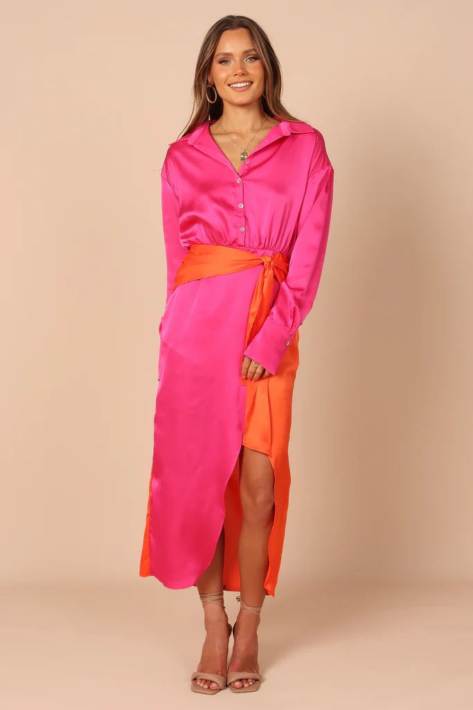 Austin Colourblock Wrap Dress - Pink/Orange | Petal & Pup (US)