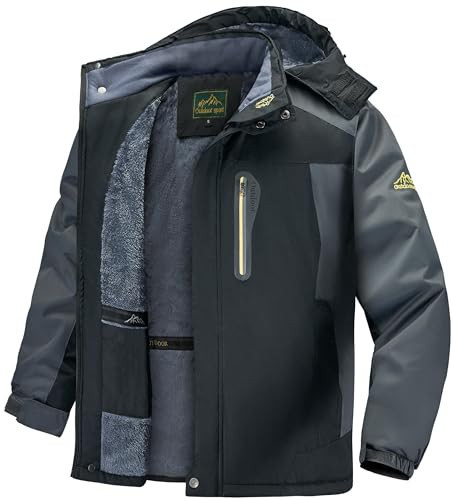Blokehoway Men's Winter Coats Water Resistant Ski Jacket Warm Fleece Jacket Parka Raincoats Windproof Snowboarding Jackets Windbreaker Hooded Raincoat | Amazon (US)