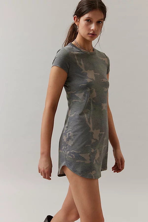 Urban Outfitters UO Charlie High-Low Printed T-shirt Dress in Camo, Women's at Urban Outfitters | Urban Outfitters (US and RoW)