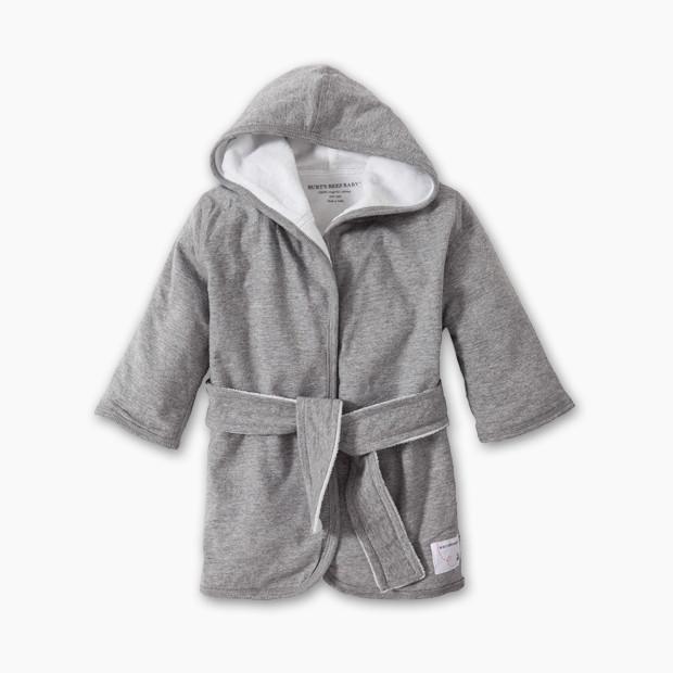 Burt's Bees Baby Infant Hooded Robe in Heather Grey Size 0-9 Months | 100% Organic Cotton | Babylist