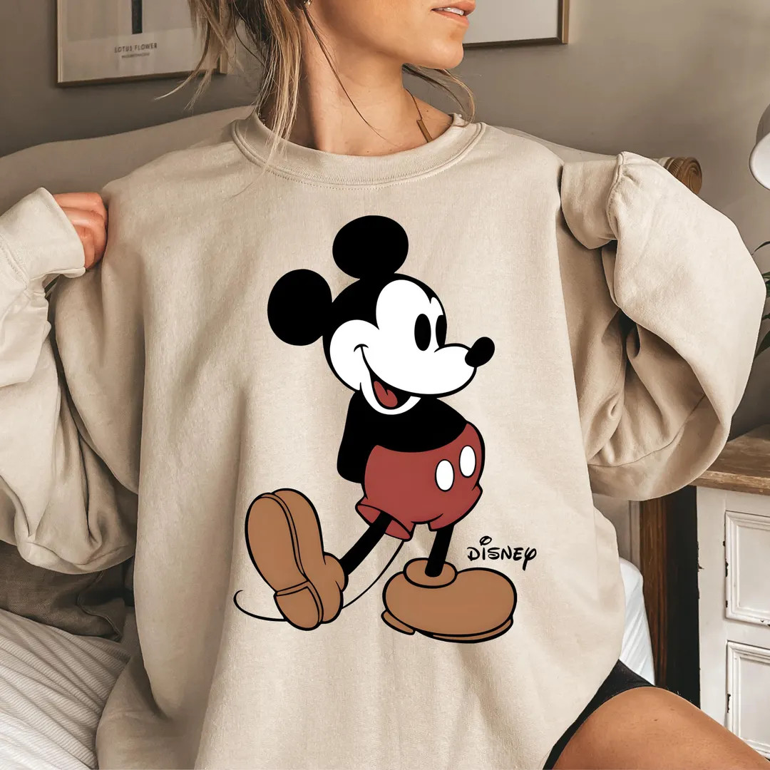 Disney Classic Mickey Mouse Pose Sweatshirt, Disneyland Holiday Vacation Shirt, Disney Retro T-sh... | Etsy (US)