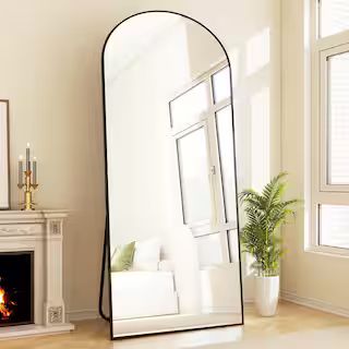 XRAMFY 70 in. H x 30 in. W Classic Arched Black Aluminum Alloy Framed Full Length Mirror Standing... | The Home Depot