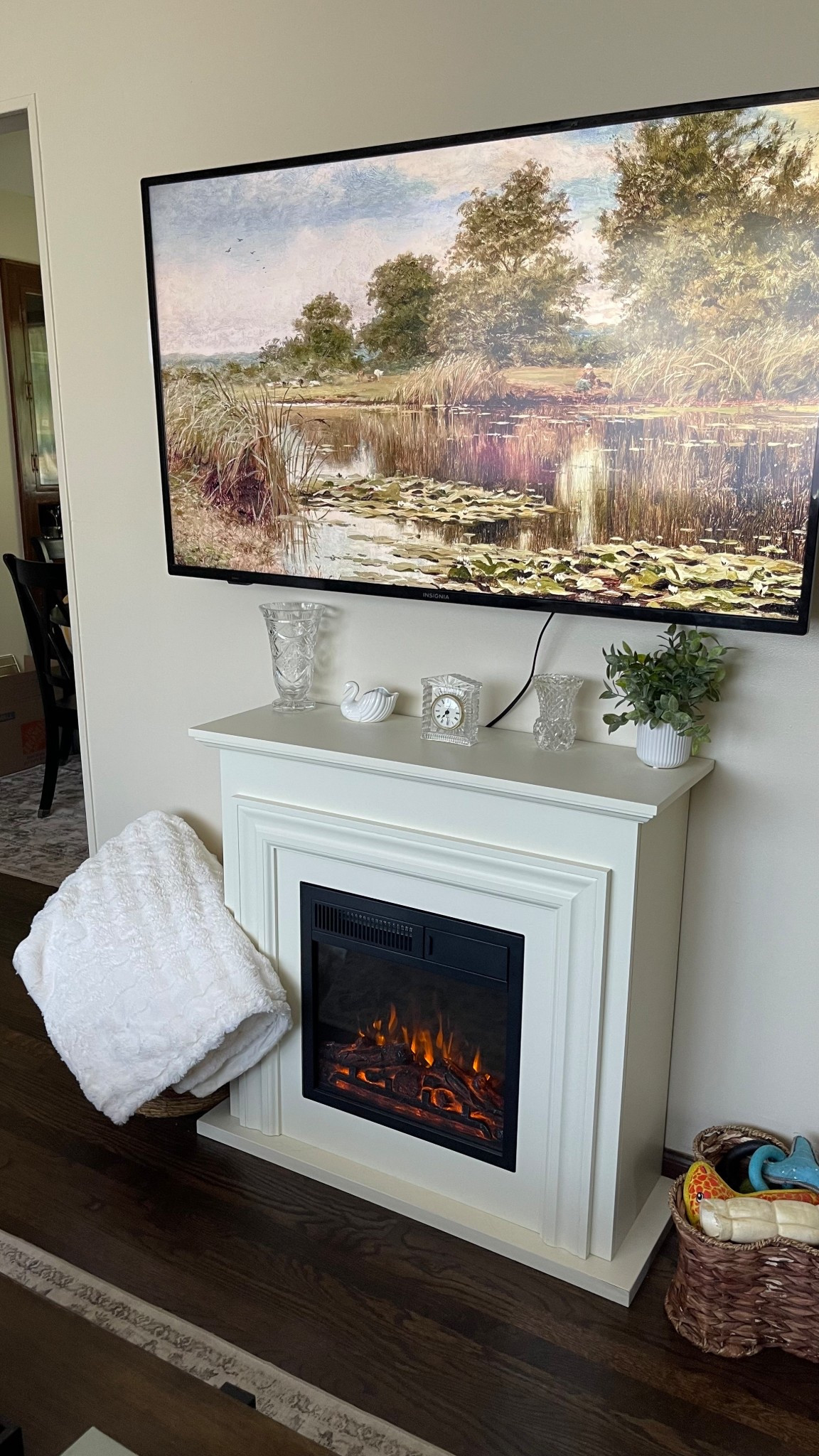 Wayfair fireplace for the win! So easy to put together and works amazing! It’s a perfect mid size too! 

#LTKautumn #LTKHome