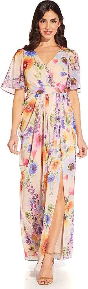 Adrianna Papell Women's Floral Printed Chiffon Gown | Amazon (US)