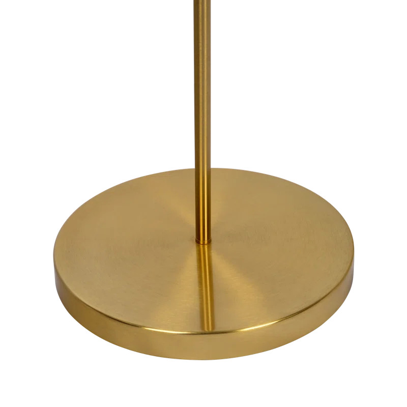 Stina 60" Brass Ring Base Curved Floor Lamp With Triangle White Empire Shade | Wayfair North America