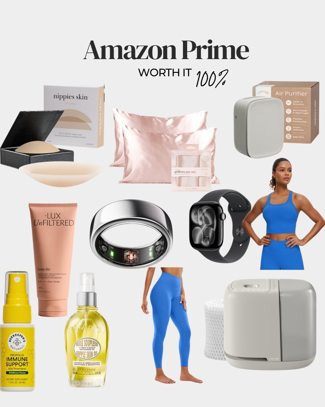 Body oil
Workout set
Nippies
Air filter
Oura ring 
Apple Watch

#LTKSaleAlert #LTKOver40 #LTKBeauty