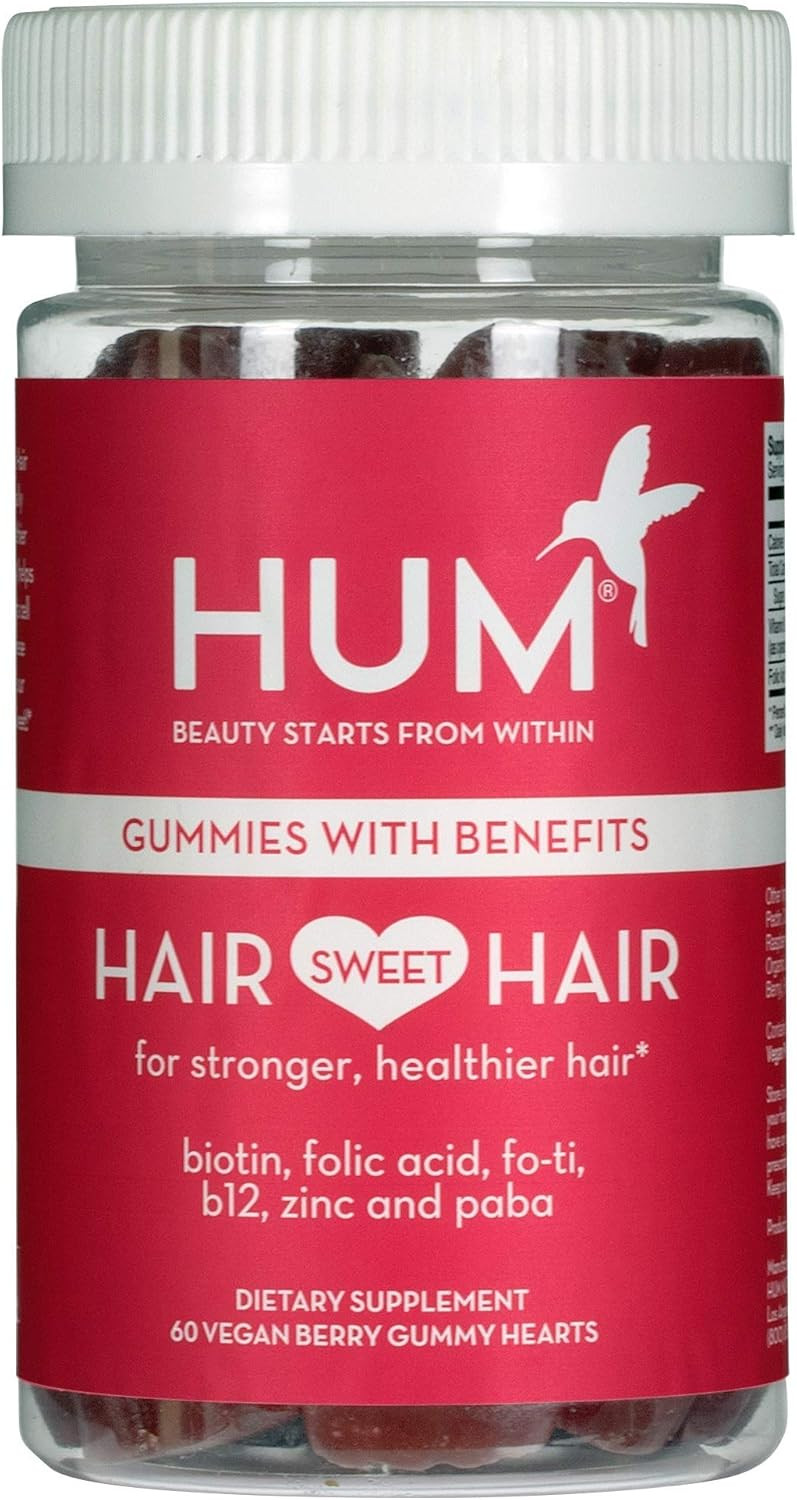 HUM Hair Sweet Hair Gummies - Hair Growth Vitamins with 5000mcg Vegan Biotin, B Vitamins, Fo-Ti &... | Amazon (US)