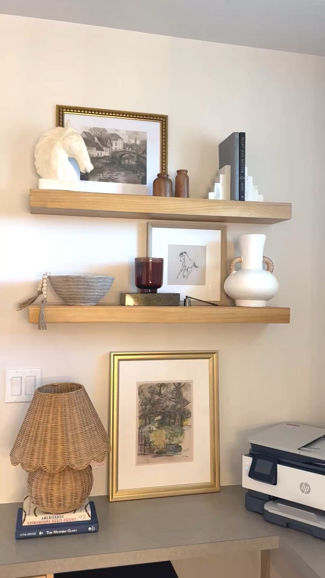 Easy and budget friendly shelf styling 😍

Decor, shelf decor, book, book decor, floating shelves, home decor, horse decor, framed art, art, art decor, bowl, bowl decor, vase, lamp, McGee, target

#LTKHome