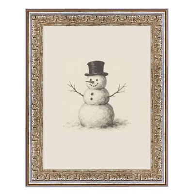 Petal Lane 8"x10" Snowman with Hat Silver Gold Wall Art | Target
