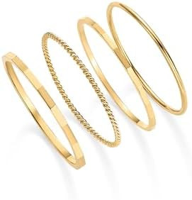 PAVOI 14K Gold Plated Four Pieces Thin Rings Set for Women | 4 Dainty Stacking Rings Pack | Minim... | Amazon (US)