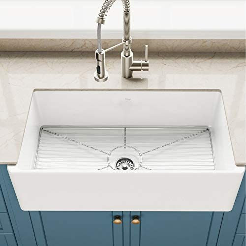 Kraus KFR1-33GWH Turino 33-inch Fireclay Farmhouse Apron Reversible Single Bowl Kitchen Sink with... | Amazon (US)