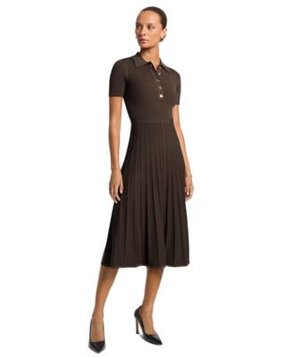 Michael Michael Kors Women's Polo Collar Short-Sleeve Midi Dress - Midnight Blue | Macy's