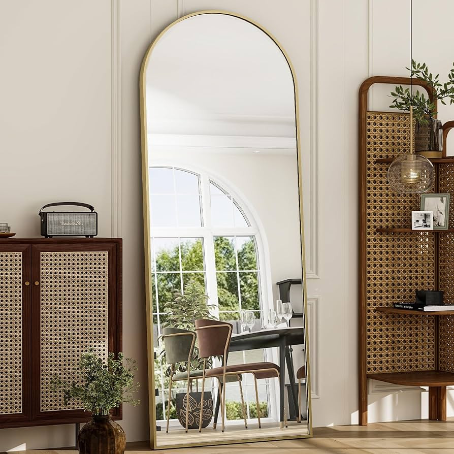 GLSLAND 28" x 71" Arched Full Length Mirror - Gold Full Body Mirror - Extra Large Floor Mirrors f... | Amazon (US)