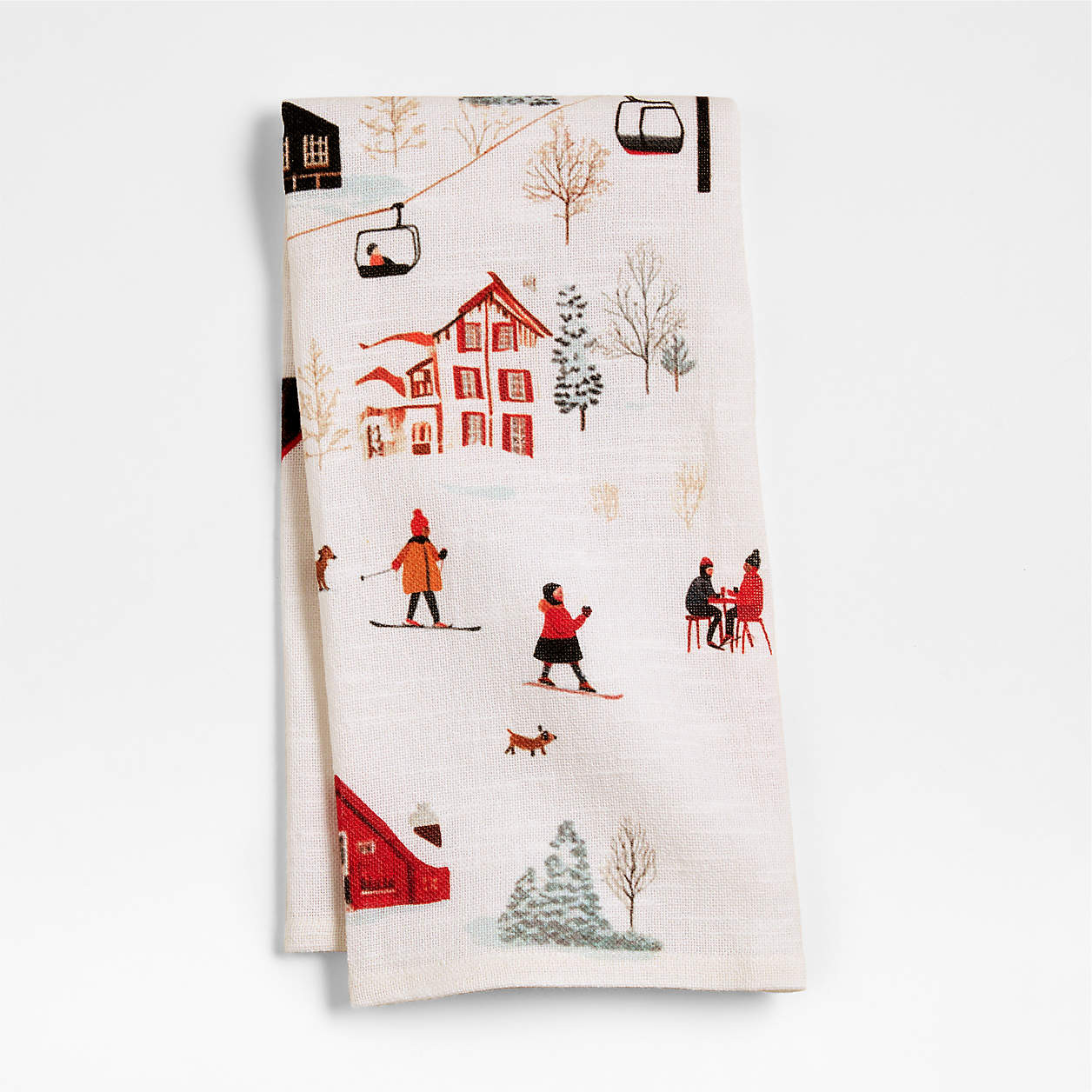 Ice Skating Scene Dish Towel | Crate & Barrel | Crate & Barrel