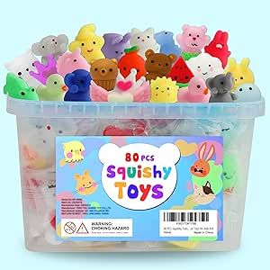 80Pcs Party Favors for Kids 4-8, Kawaii Squishies Mochi Squishy Toy Bulk Fidget Sensory Toys Birt... | Amazon (US)