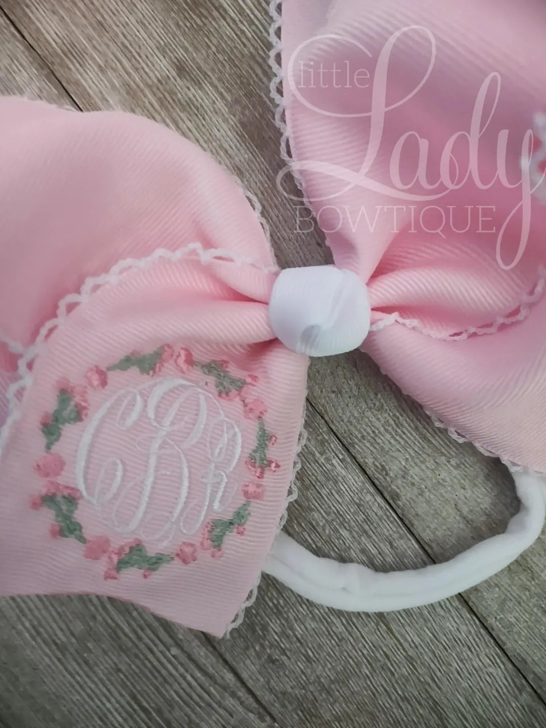 Monogrammed Hair Bow - Rose Wreath Custom Bow - Hair Bow With Roses - Floral Hair Bow - Personali... | Etsy (US)