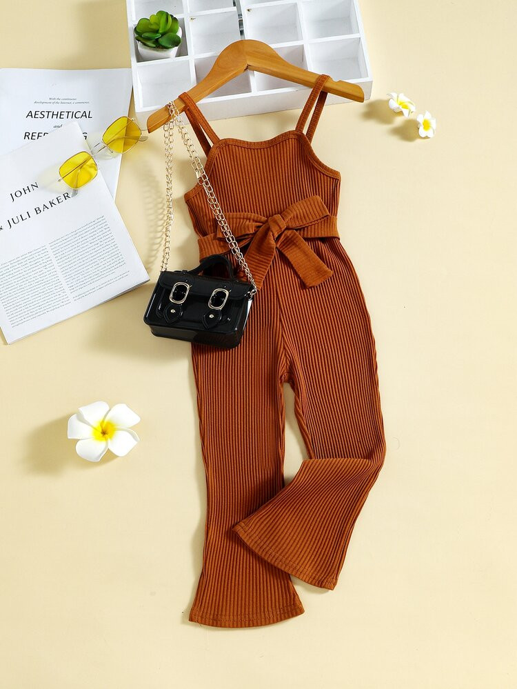 Toddler Girls Belted Flare Leg Cami Jumpsuit | SHEIN