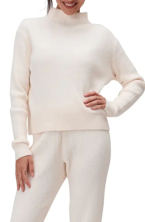 Spiritual Gangster Funnel Neck Rib Sweater in Stone at Nordstrom, Size Large | Nordstrom