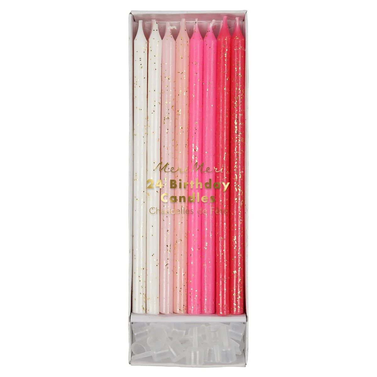 Pink Glitter Candles (x 24) | Meri Meri