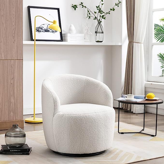 Amazon.com: Swivel Chair, Swivel Barrel Accent Sofa Chair, Modern Teddy Fabric Club 360 Degree Sw... | Amazon (US)