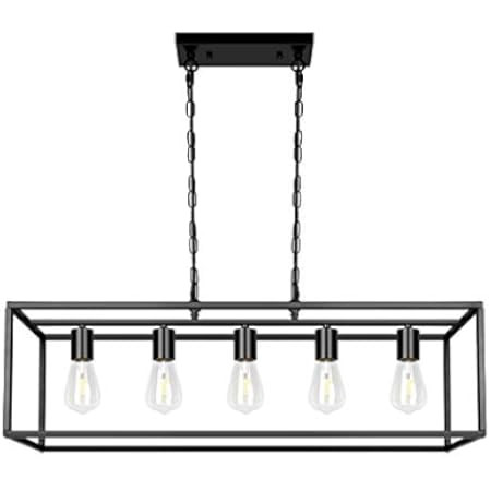 Black Farmhouse Kitchen Island Lighting Modern Linear Chandelier Industrial Dining Room Rectangul... | Amazon (US)