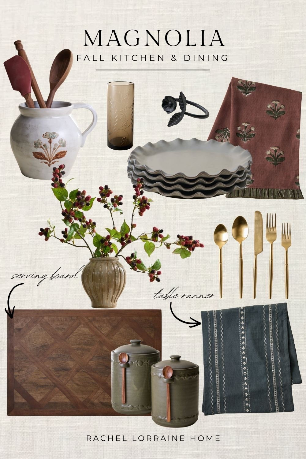 Magnolia Home just released their fall collection, and it’s full of pieces that feel collected over time with a vintage European cottage charm.

Here are a few of my favorite kitchen and dining finds, featuring deep, rich autumn tones that would be beautiful for Thanksgiving or throughout the fall season.

A couple of standouts for me are the soft blue scalloped dishes and the wood serving board with its beautiful inlaid design. They’re timeless pieces that could easily be enjoyed well beyond fall.

#LTKHome #LTKSeasonal