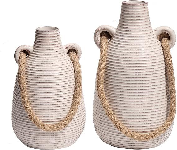 TERESA'S COLLECTIONS Farmhouse Ceramic Flower Vase for Home Decor, Boho Vases for Pampas Grass, R... | Amazon (US)