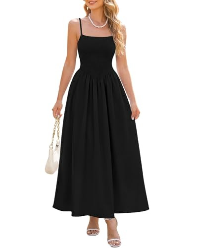 Naggoo Women's Summer Maxi Dresses Smocked Spaghetti Straps Sundress Beach A Line Flowy Long Dres... | Amazon (US)