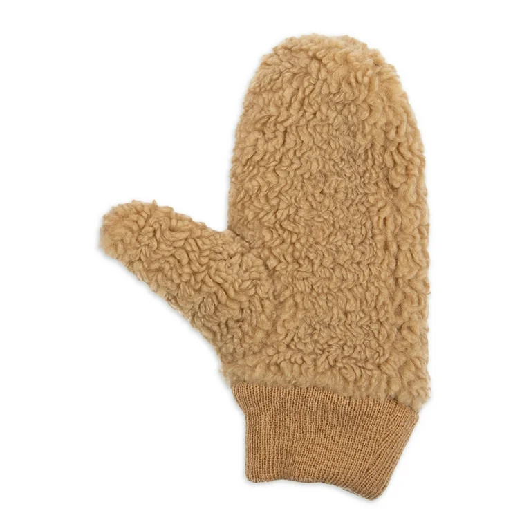 Time and Tru Women's Faux Sherpa Teddy Mittens | Walmart (US)