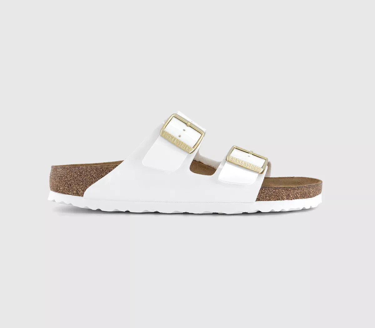 BIRKENSTOCK
								Arizona Two Strap Sandals
								Patent White | OFFICE London (UK)