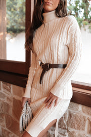 Jacque Knitted High Neck Mini Dress - Cream | Petal & Pup (US)