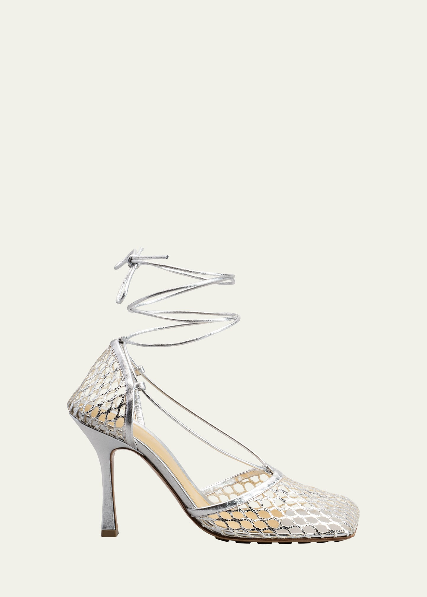 90mm Macrame Metallic Ankle-Wrap Pumps | Bergdorf Goodman