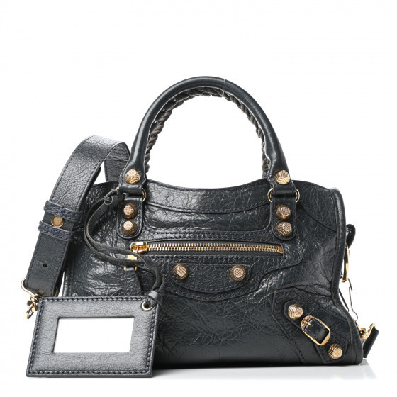 BALENCIAGA Agneau Giant 12 Gold Hardware Mini City Anthracite | Fashionphile