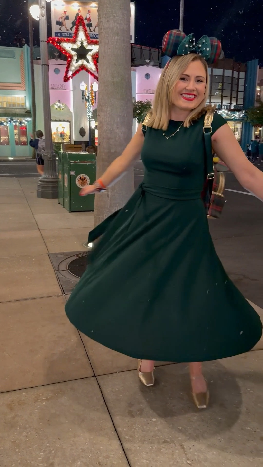 Disneys Jollywood Nights at Hollywood Studios never disappoints! 

Dress: Amazon, Size S
Ears: Disney Store (Out of Stock online)
Bag: Disney Store
Shoes: Amazon, Size 8 (Normally a 7 1/2, the size up was perfect)
Necklace: Kendra Scott

#LTKHoliday #LTKTravel #LTKSeasonal